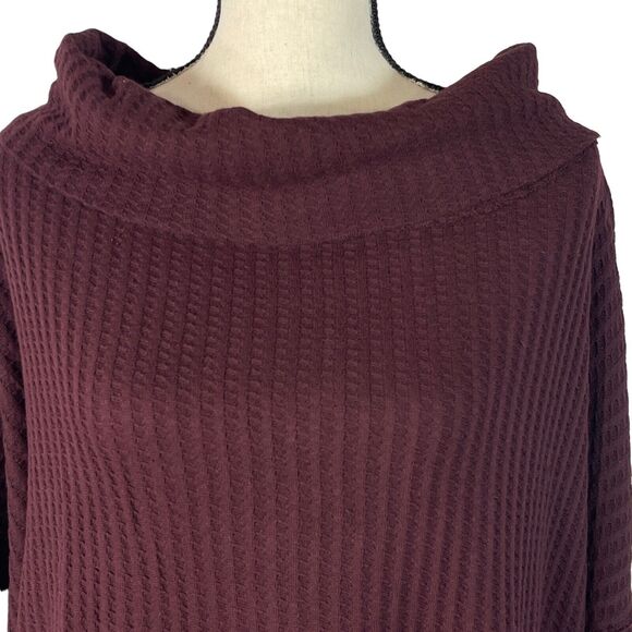 Free People Small Thermal Top Juicy Cowl Neck Split Back Long Sleeve Date Night - Picture 3 of 13